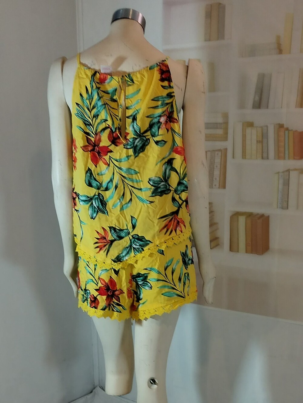 No Boundaries Yellow Tropical Print Romper - Picture 2 of 4